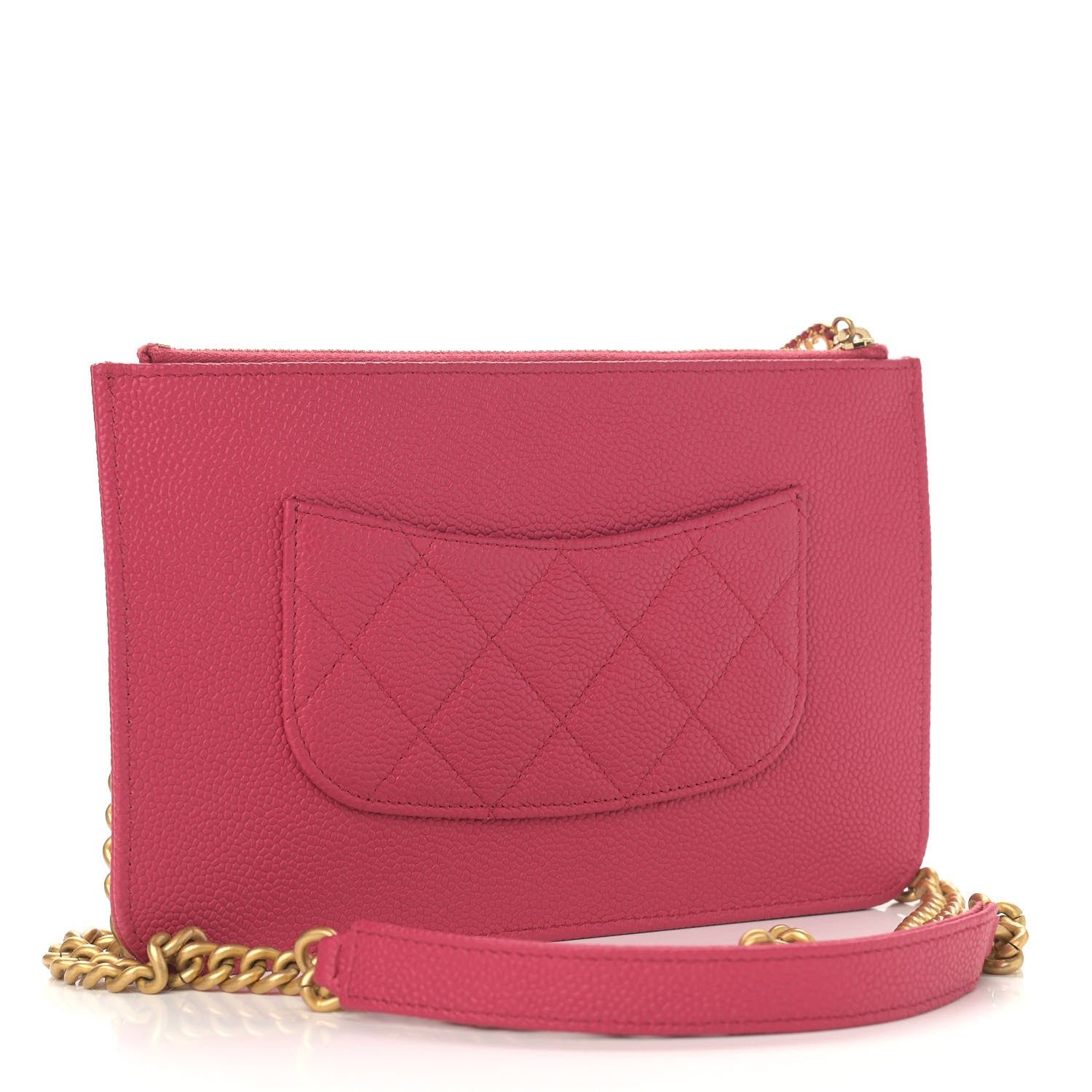 Chanel Caviar Quilted Logo Zip Wallet On Chain WOC Pink 3 of 14