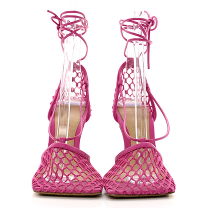 Bottega Veneta Mesh Nappa Stretch Ankle Tie 90mm Sandals 35 Hollyhock 2 of 10