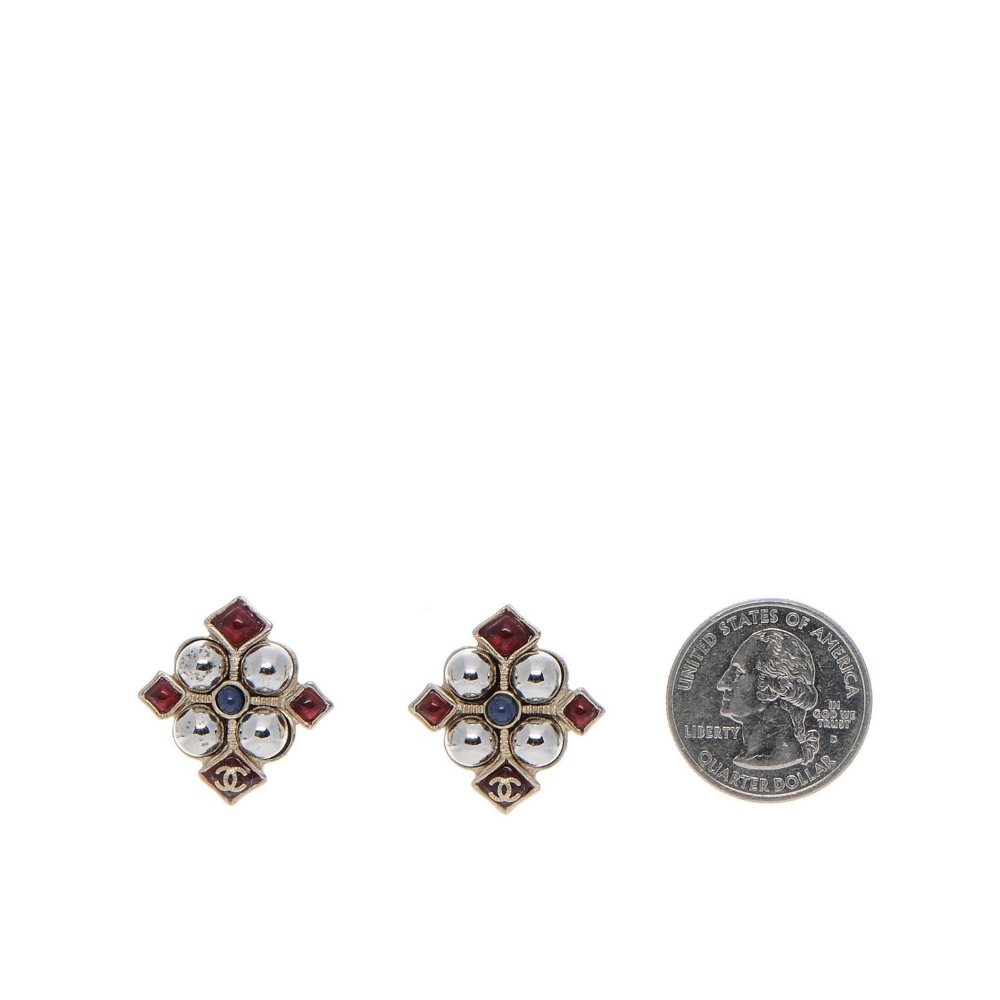 Crystal CC Earrings Gold Blue Red