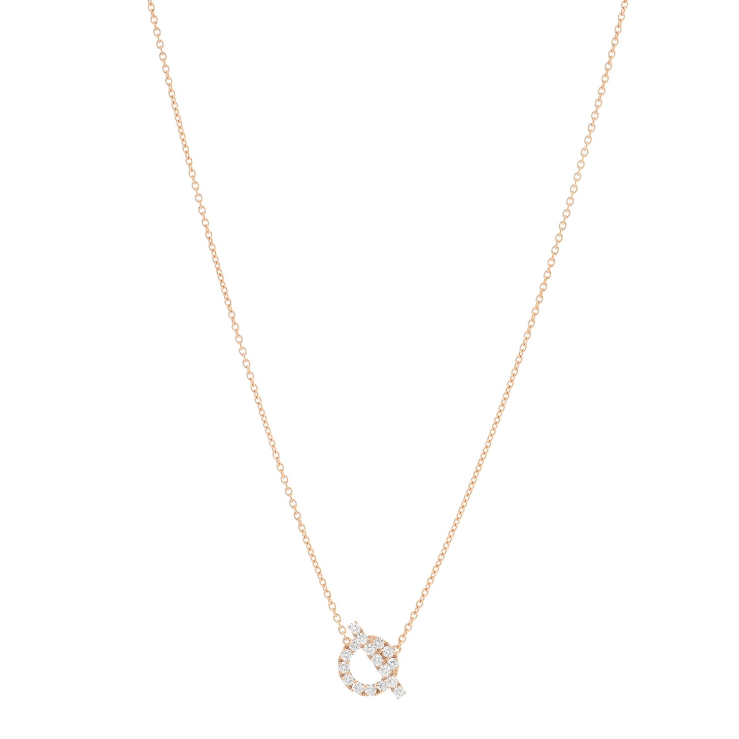 Hermes 18K Rose Gold Diamond Finesse Pendant Necklace 1 of 6