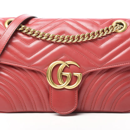 Gucci Calfskin Matelasse Small GG Marmont Shoulder Bag Hibiscus Red 8 of 12