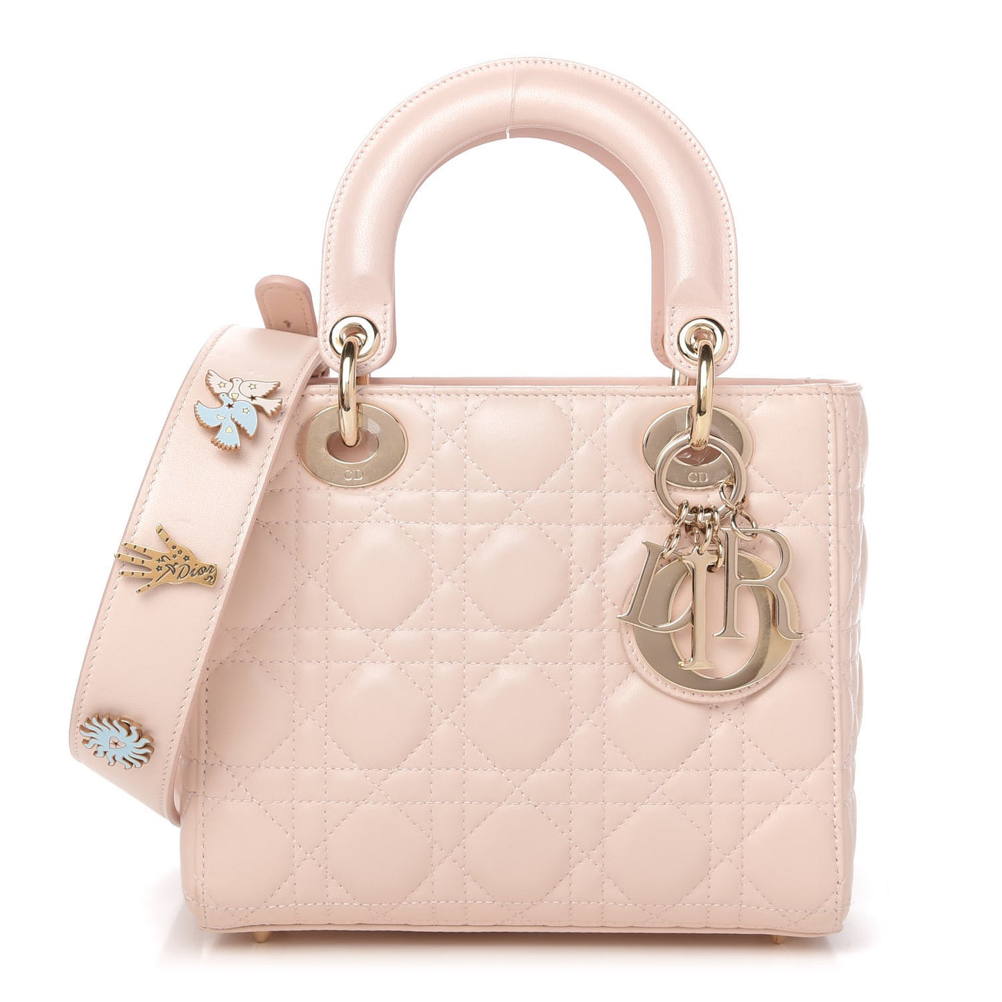 Lambskin Cannage Small Lucky Badges My Lady Dior Pink