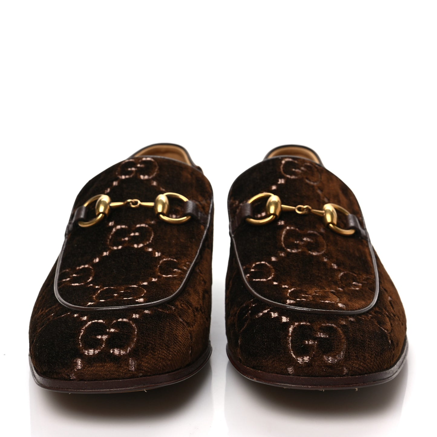 Velvet GG Monogram Goatskin Mens Horsebit Loafers 6 Brown Vintage Cocoa