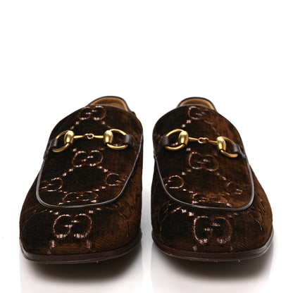 Gucci Velvet GG Monogram Goatskin Mens Horsebit Loafers 6 Brown Vintage Cocoa 2 of 9
