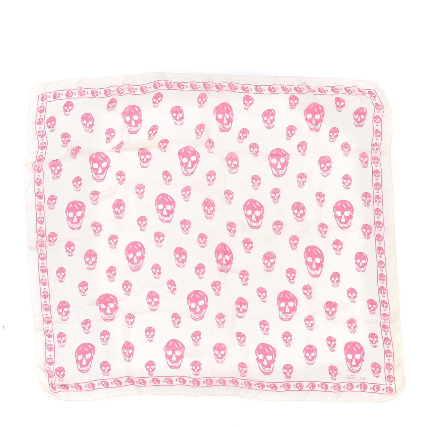 Silk Chiffon Skull Scarf White Pink
