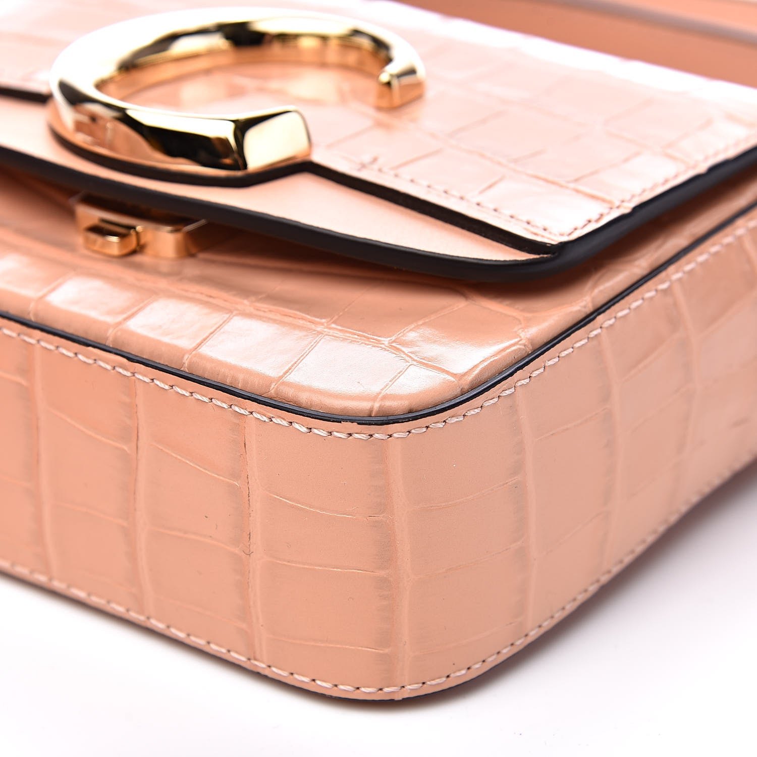 Chloe Calfskin Crocodile Embossed Mini C Double Carry Milky Orange 8 of 8
