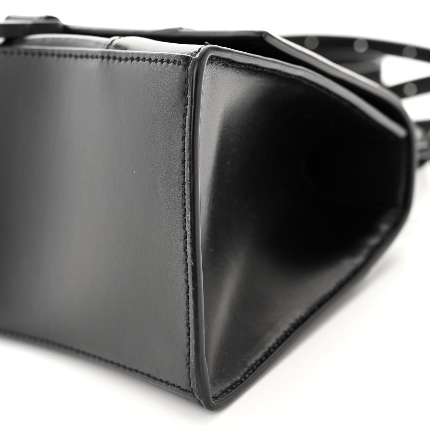 Shiny Box Calfskin Monochrome Small Hourglass Top Handle Bag Black