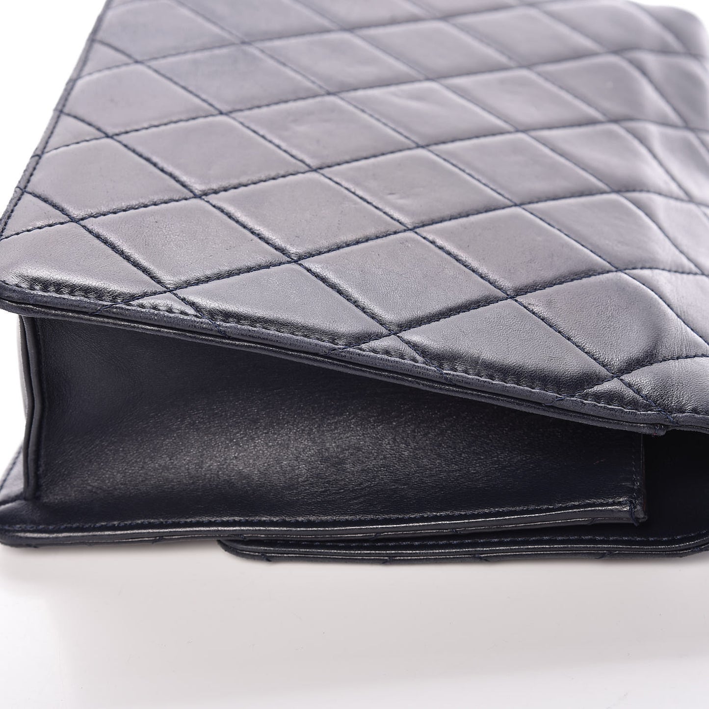 Lambskin Quilted Medium Golden Class Flap Marine
