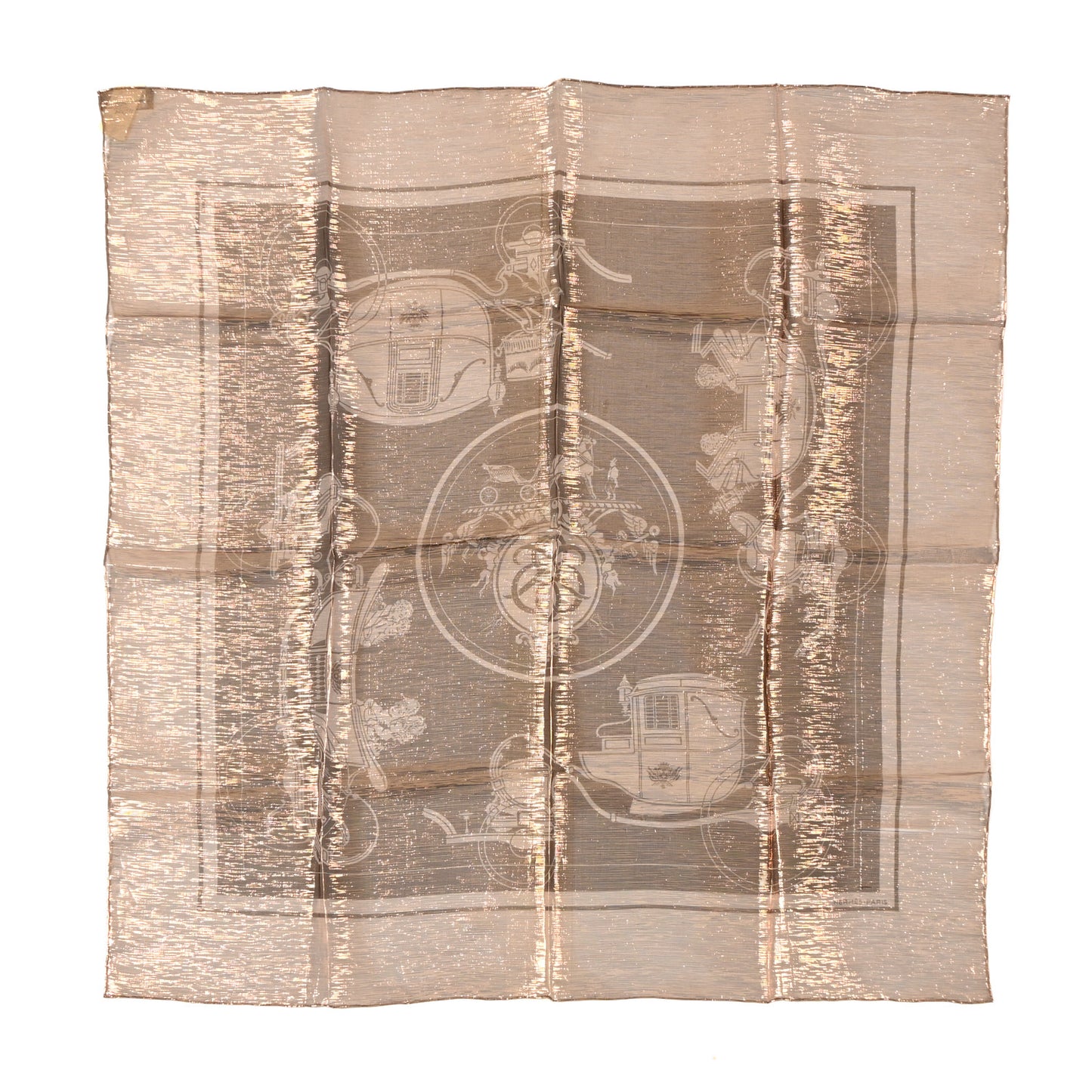 Silk Polyester Glam Ex-Libris Scarf 70 Cuivre
