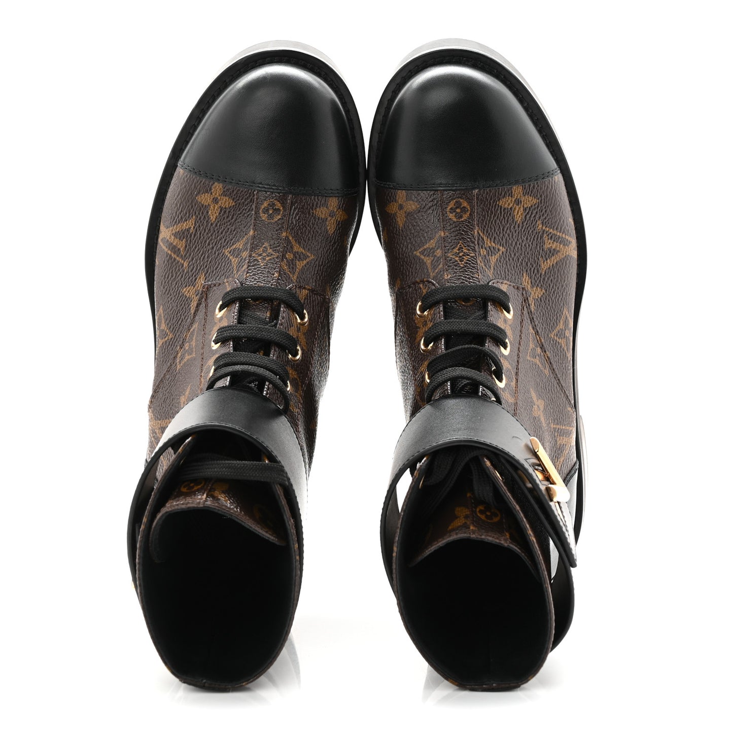 Calfskin Monogram Wonderland Flat Ranger Boots 36.5 Black