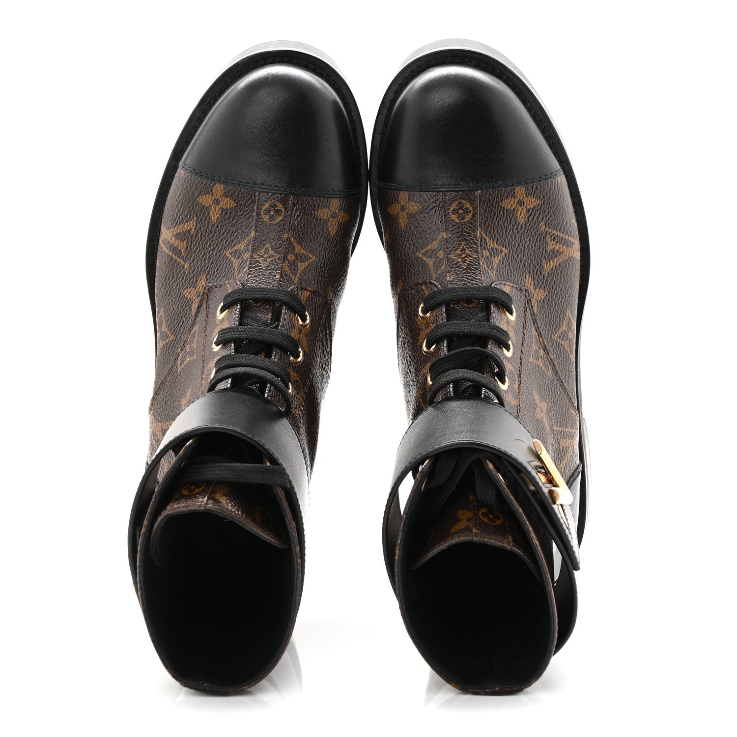 Louis Vuitton Calfskin Monogram Wonderland Flat Ranger Boots 36.5 Black 2 of 10