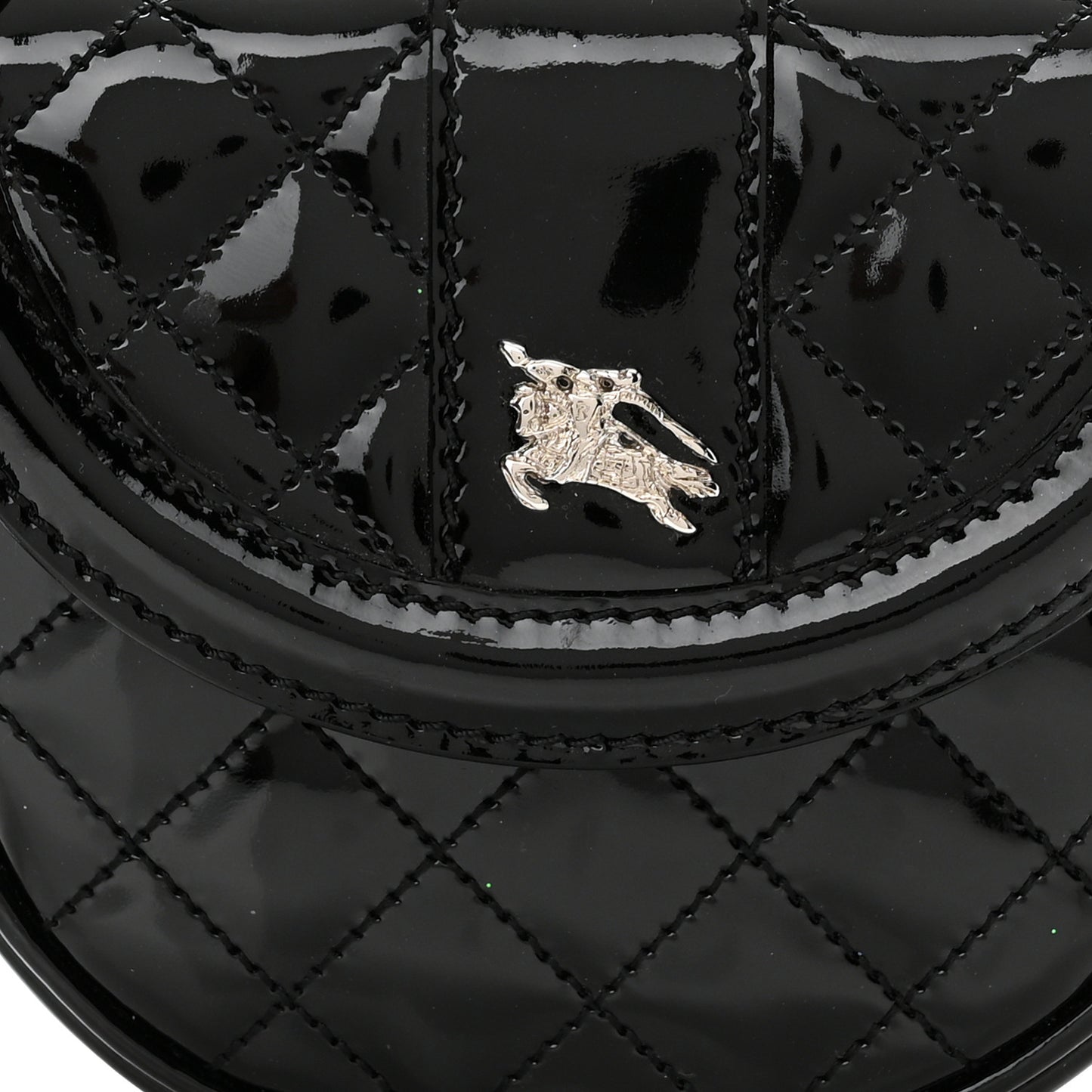 Patent Calfskin Quilted Mini Crossbody Bag Black