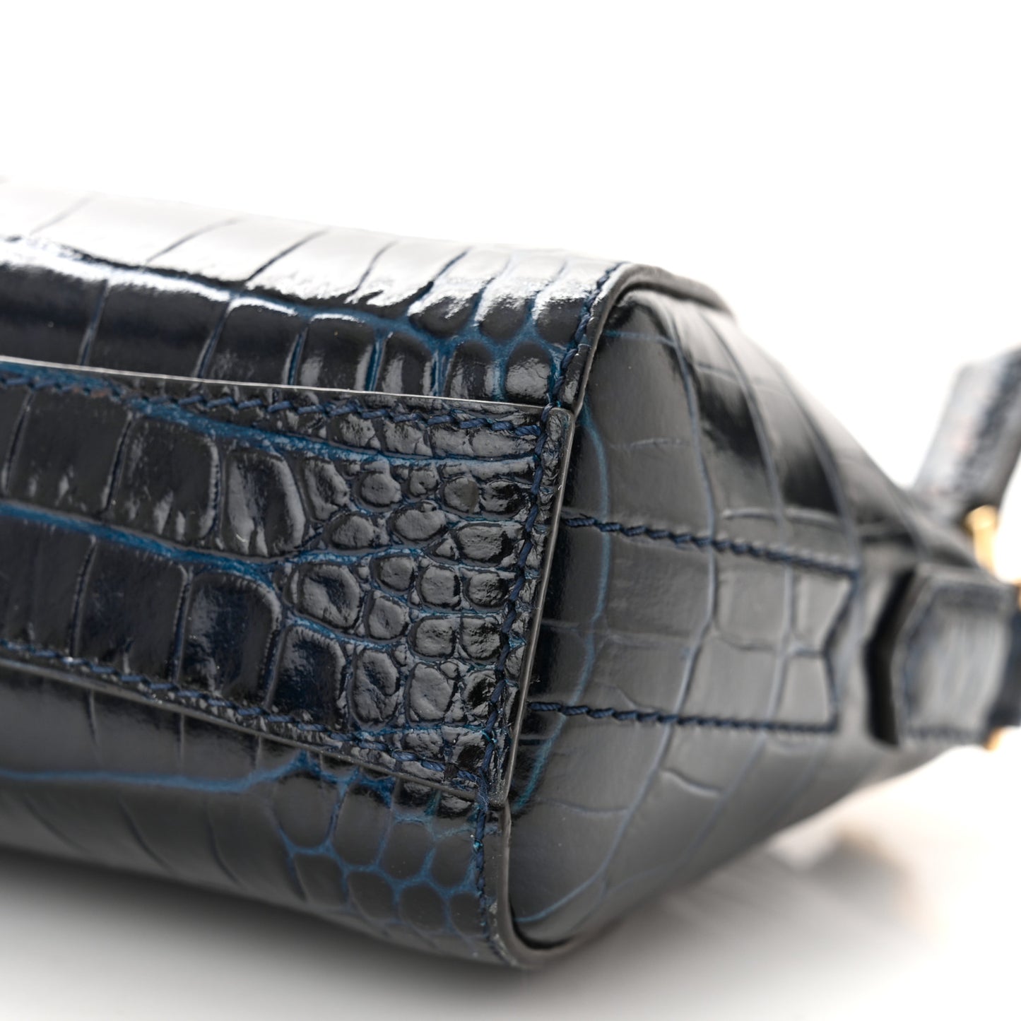 Calfskin Crocodile Embossed Nano Antigona Navy