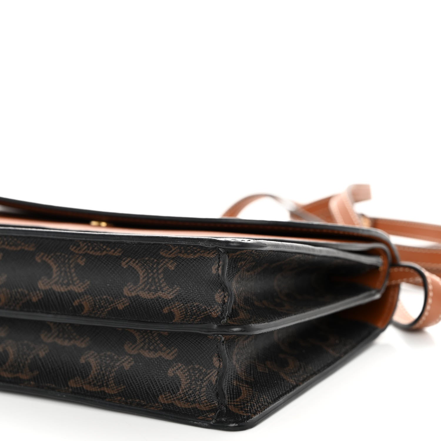 Celine Triomphe Canvas Lambskin Wallet On Strap Tan 11 of 11