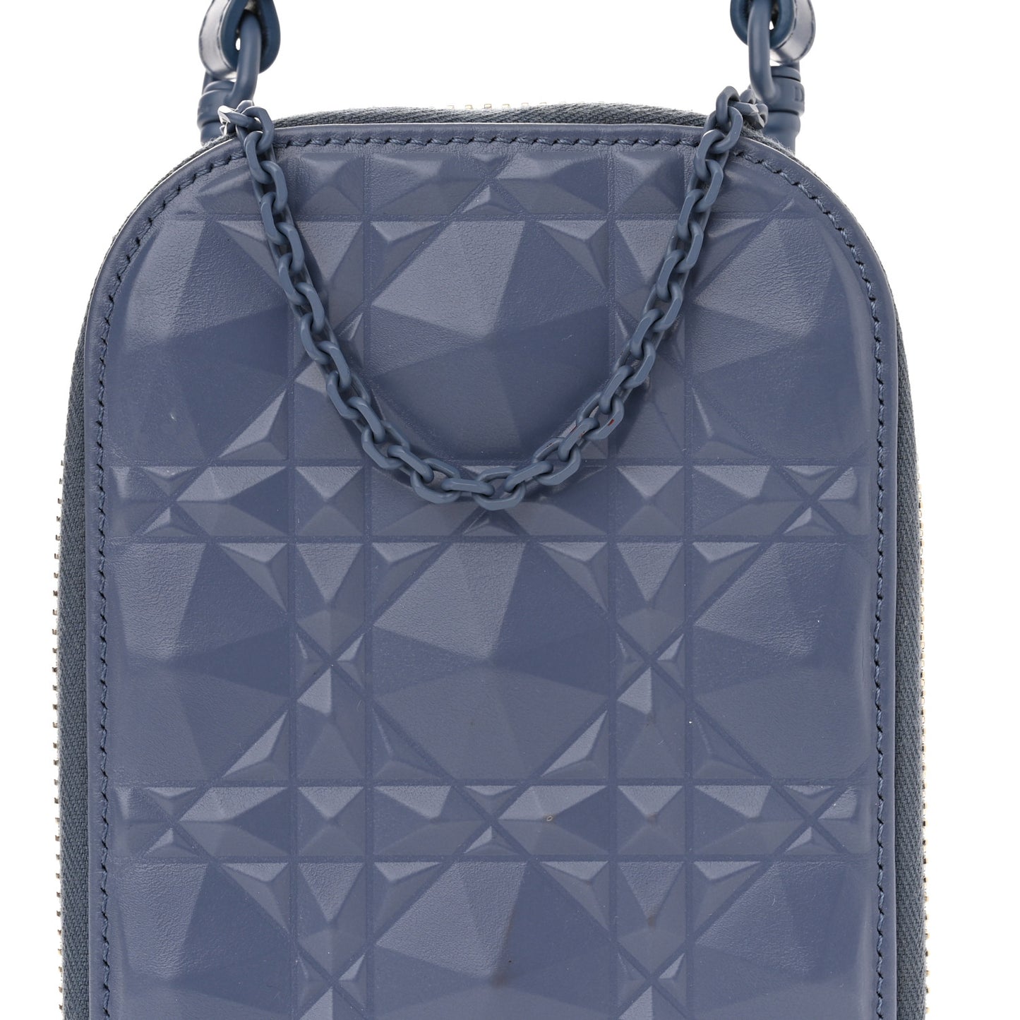 Calfskin Cannage Diamond Cannage Phone Holder Blue
