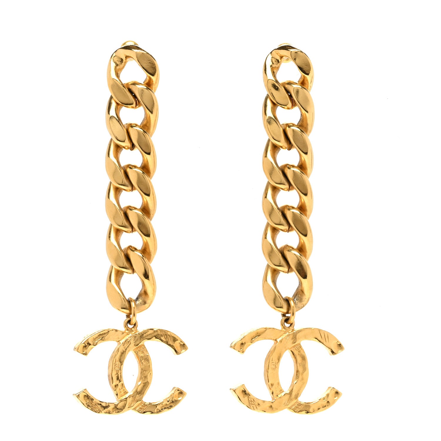 Chanel Metal CC Pick Drop Earrings Gold 1 of 4