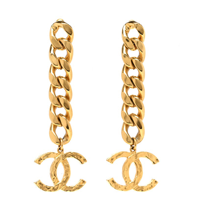 Chanel Metal CC Pick Drop Earrings Gold 1 of 4