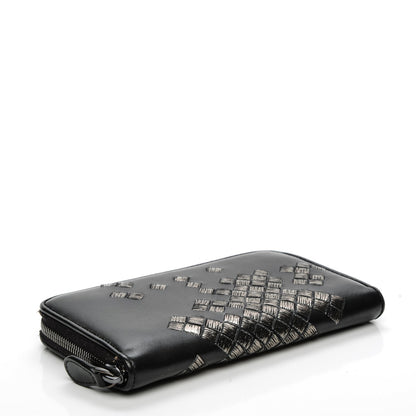 Bottega Veneta Nappa Ricamo Placcato Zip Around Wallet Nero Black 4 of 8