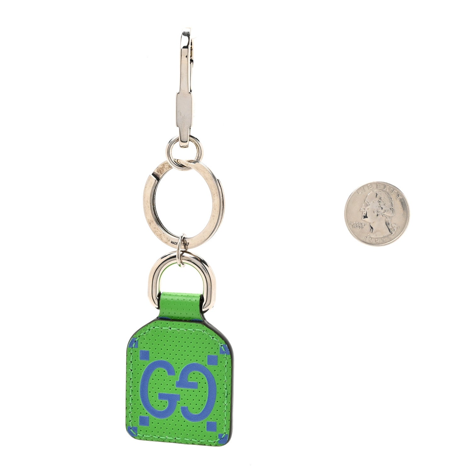 Gucci Calfskin GG Tennis Bi-color Embossed GG Key Charm Joy Green Joy Blue 2 of 5