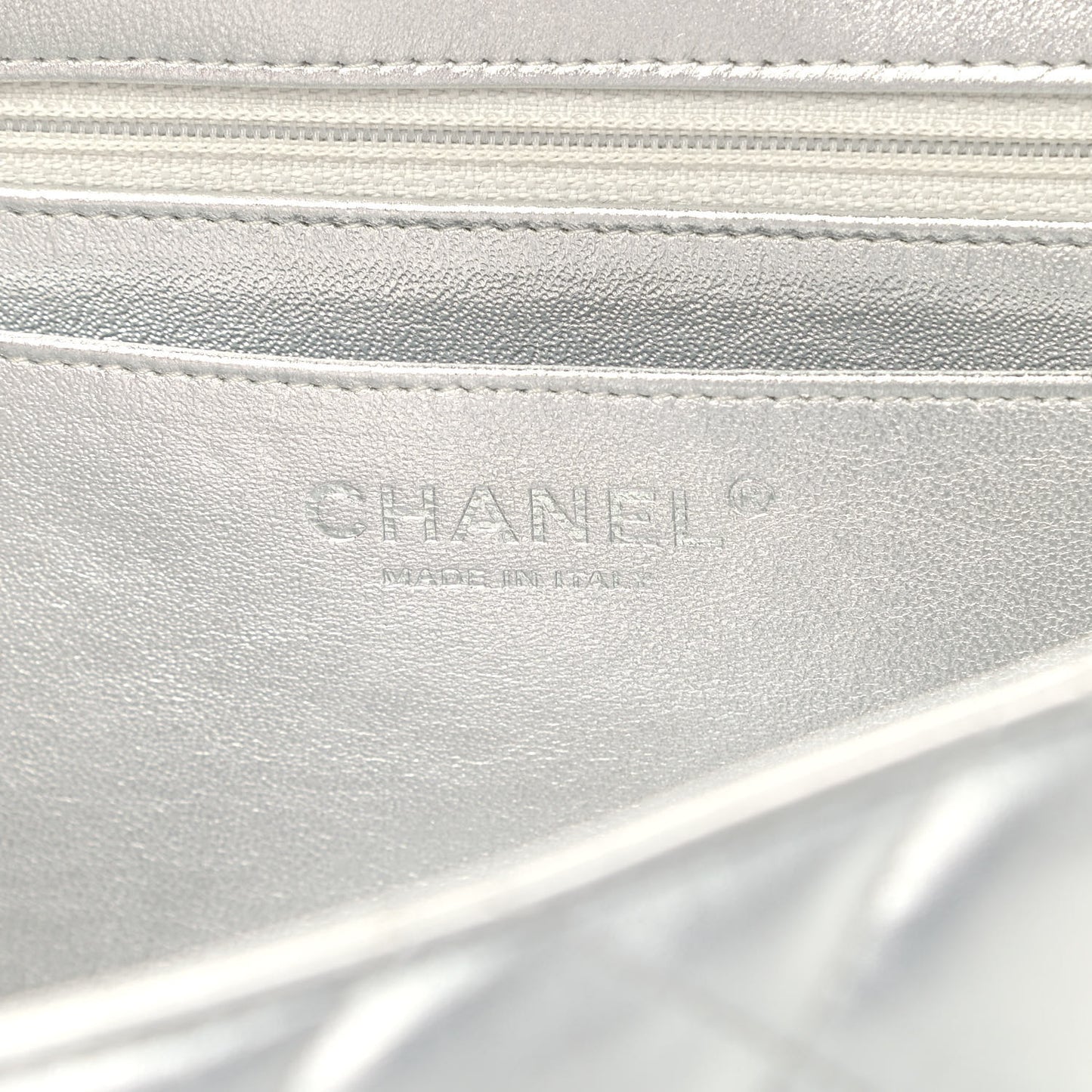 Metallic Lambskin Quilted Jumbo Single Flap Silver