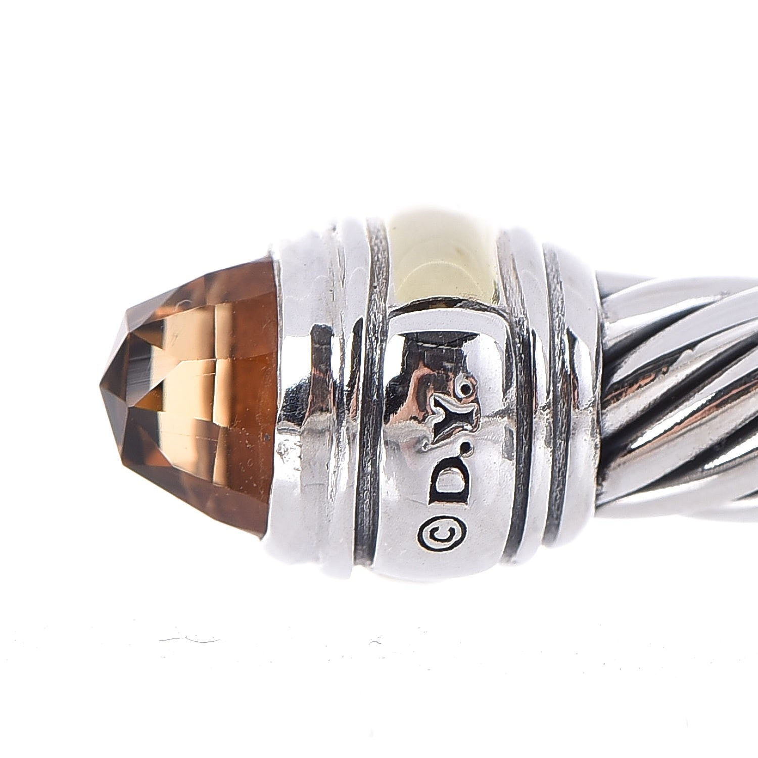 David Yurman Sterling Silver 14K Yellow Gold Citrine 5mm Cable Classics Bracelet M 6 of 6