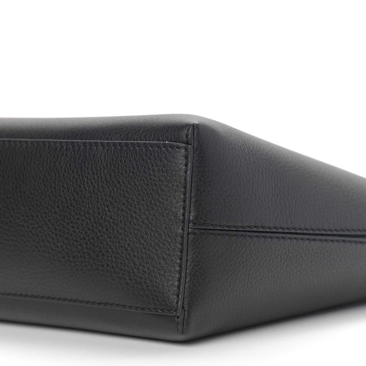 Grained Calfskin Small Rockstud Shoulder Tote Black