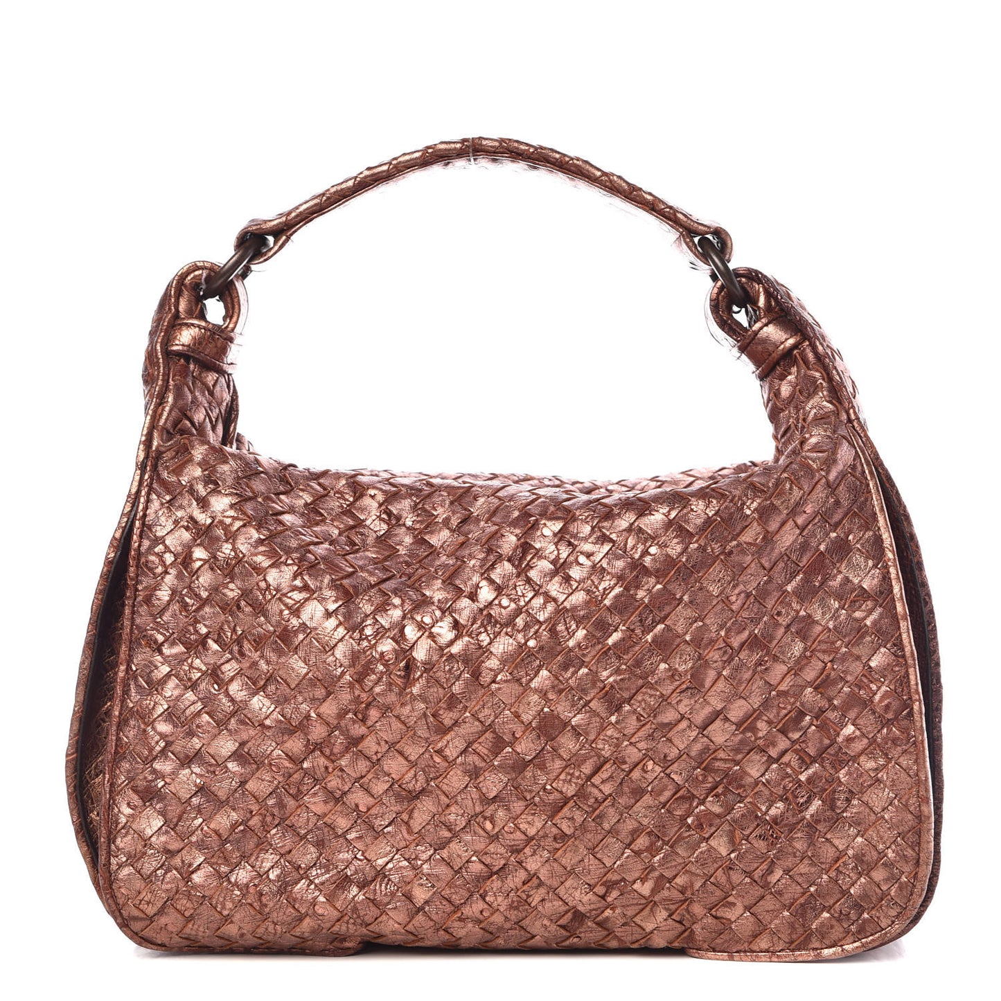 Metallic Ostrich Intrecciato Hobo Copper