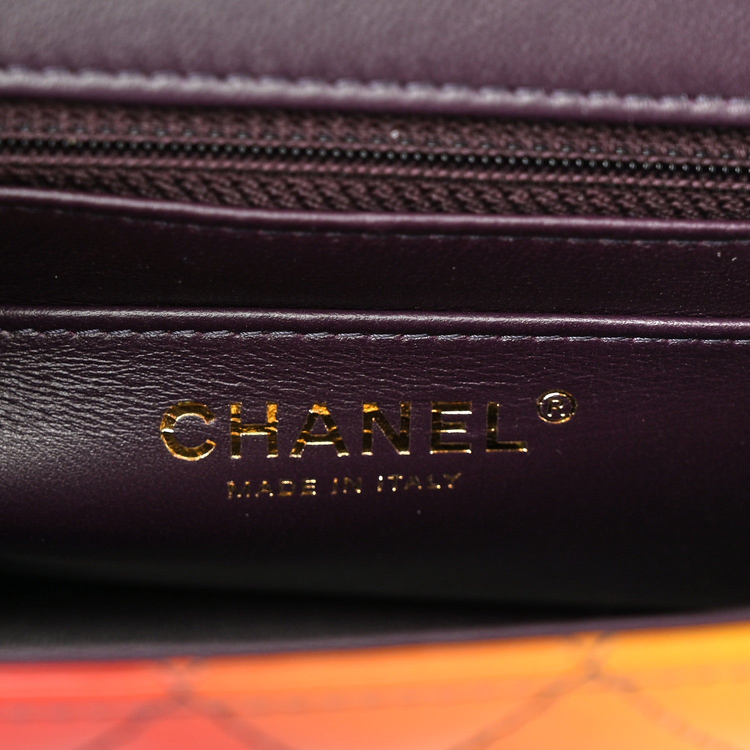 Chanel Shaded Patent Calfskin Quilted Mini Rectangular Flap Red Yellow Dark Purple 6 of 11