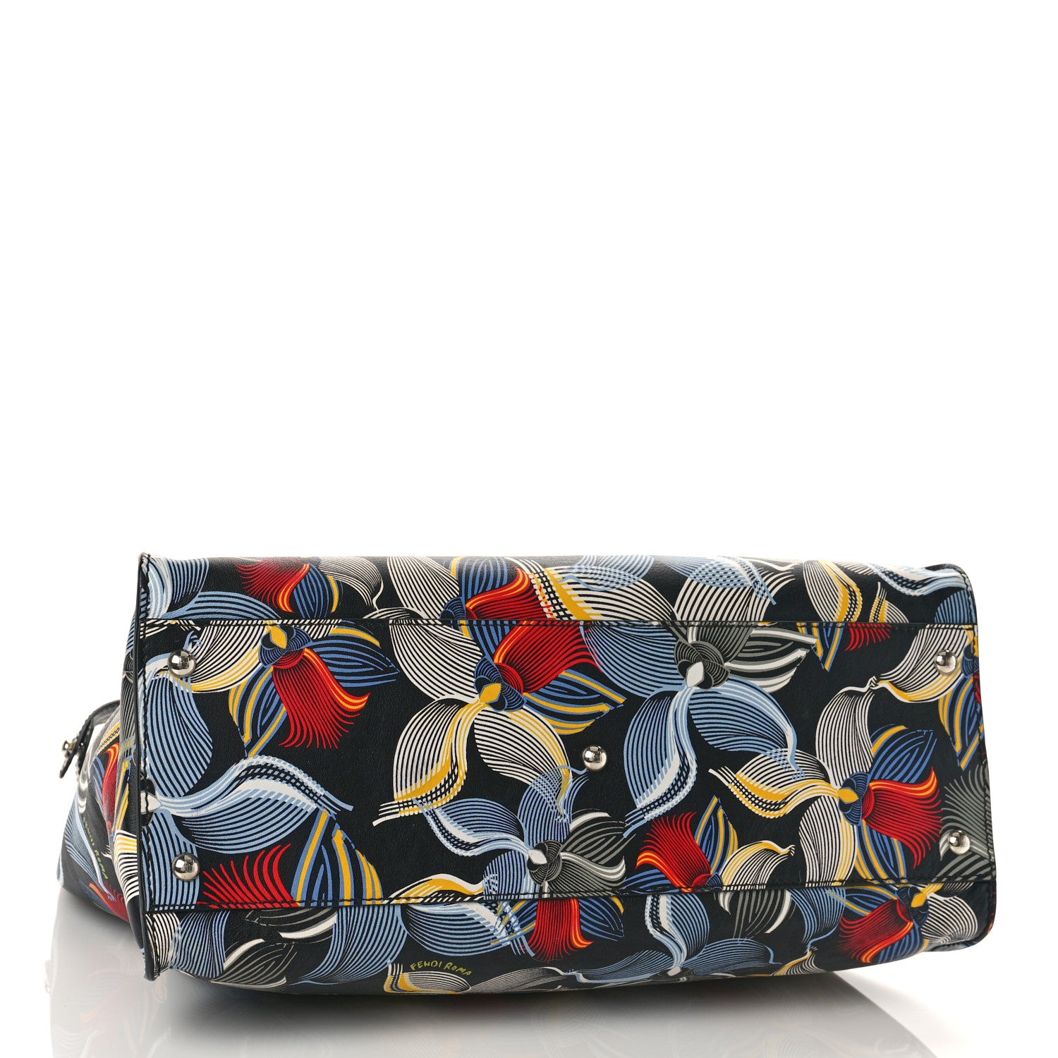 Fendi Calfskin Orchid Large Peekaboo Iconic Satchel Black Multicolor 4 of 8