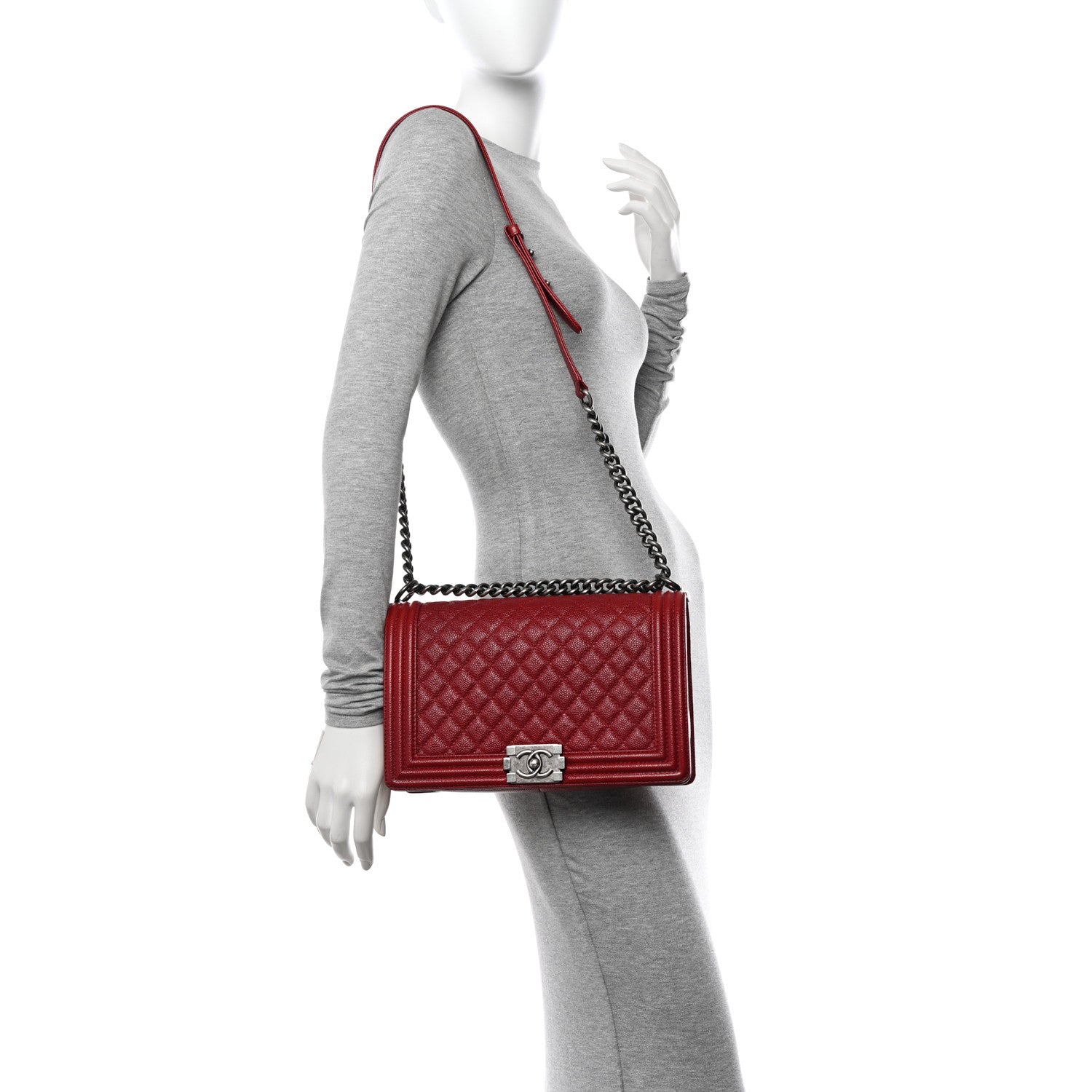 Chanel Caviar Quilted New Medium Boy Flap Dark Red 2 of 12