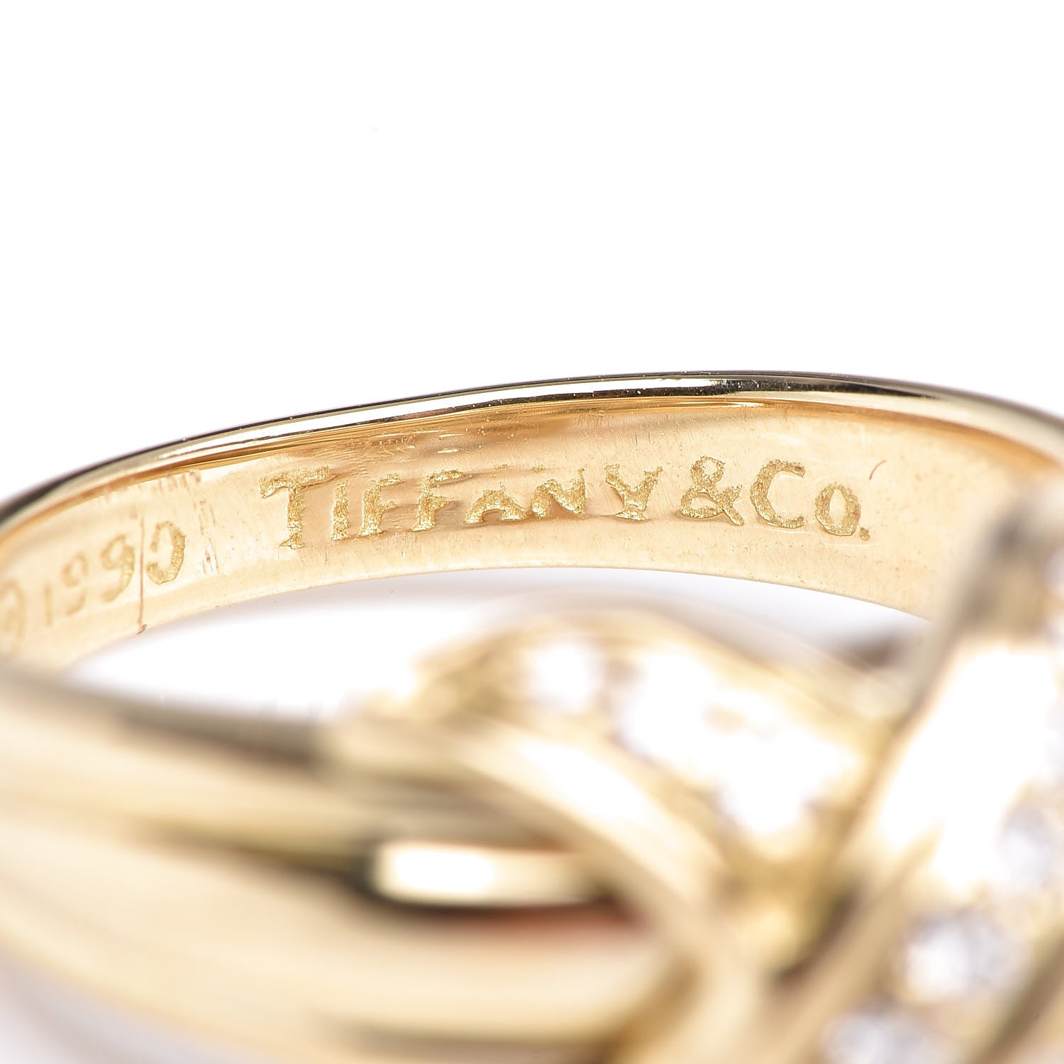 Tiffany 18K Yellow Gold Diamond Signature X Ring 50 5.25 6 of 6