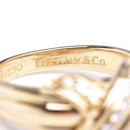 Tiffany 18K Yellow Gold Diamond Signature X Ring 50 5.25 6 of 6
