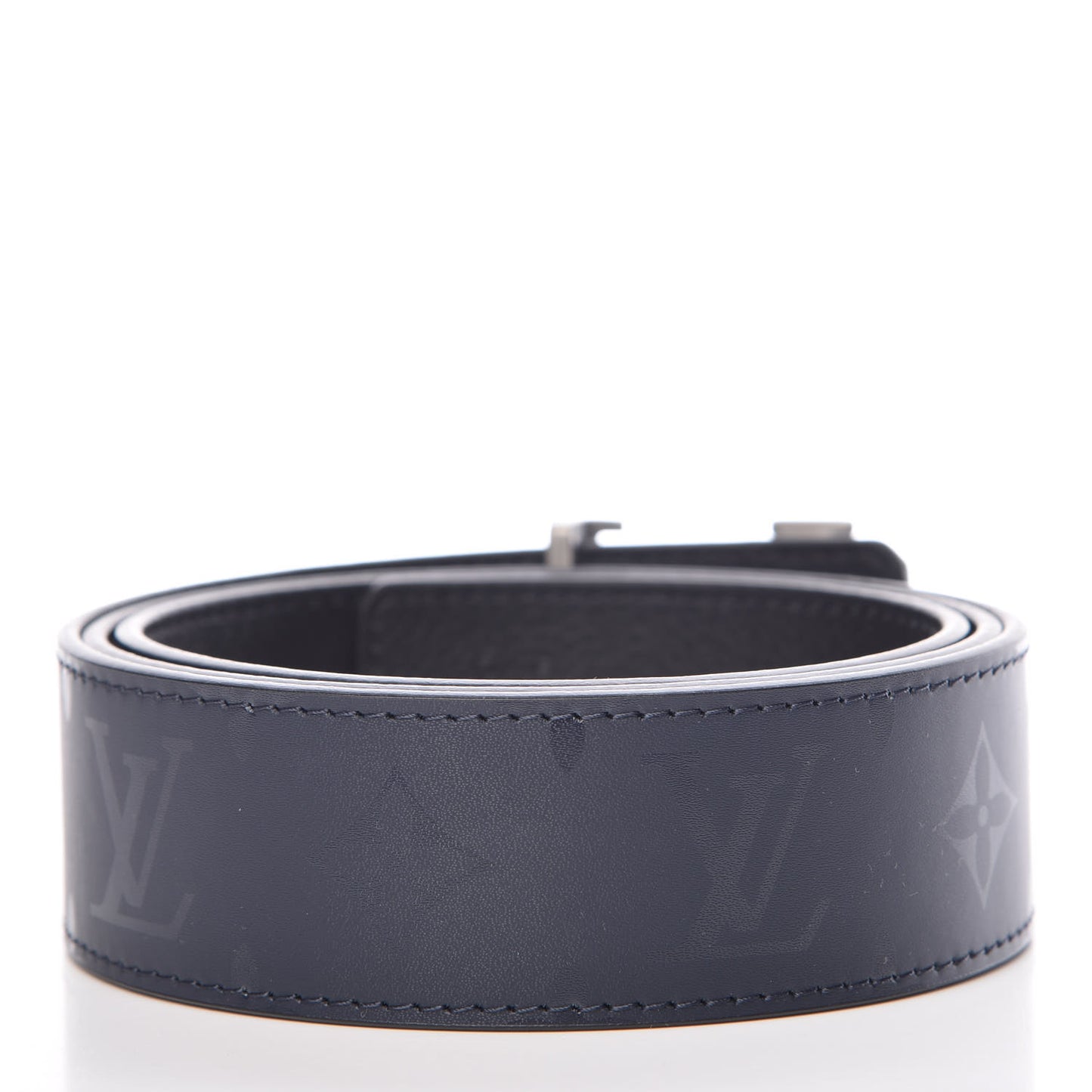 Calfskin Illusion Monogram 40mm LV Pyramide Belt 100 40 Navy Black