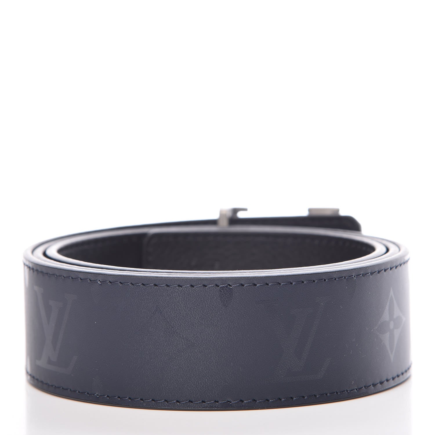 Louis Vuitton Calfskin Illusion Monogram 40mm LV Pyramide Belt 100 40 Navy Black 3 of 6