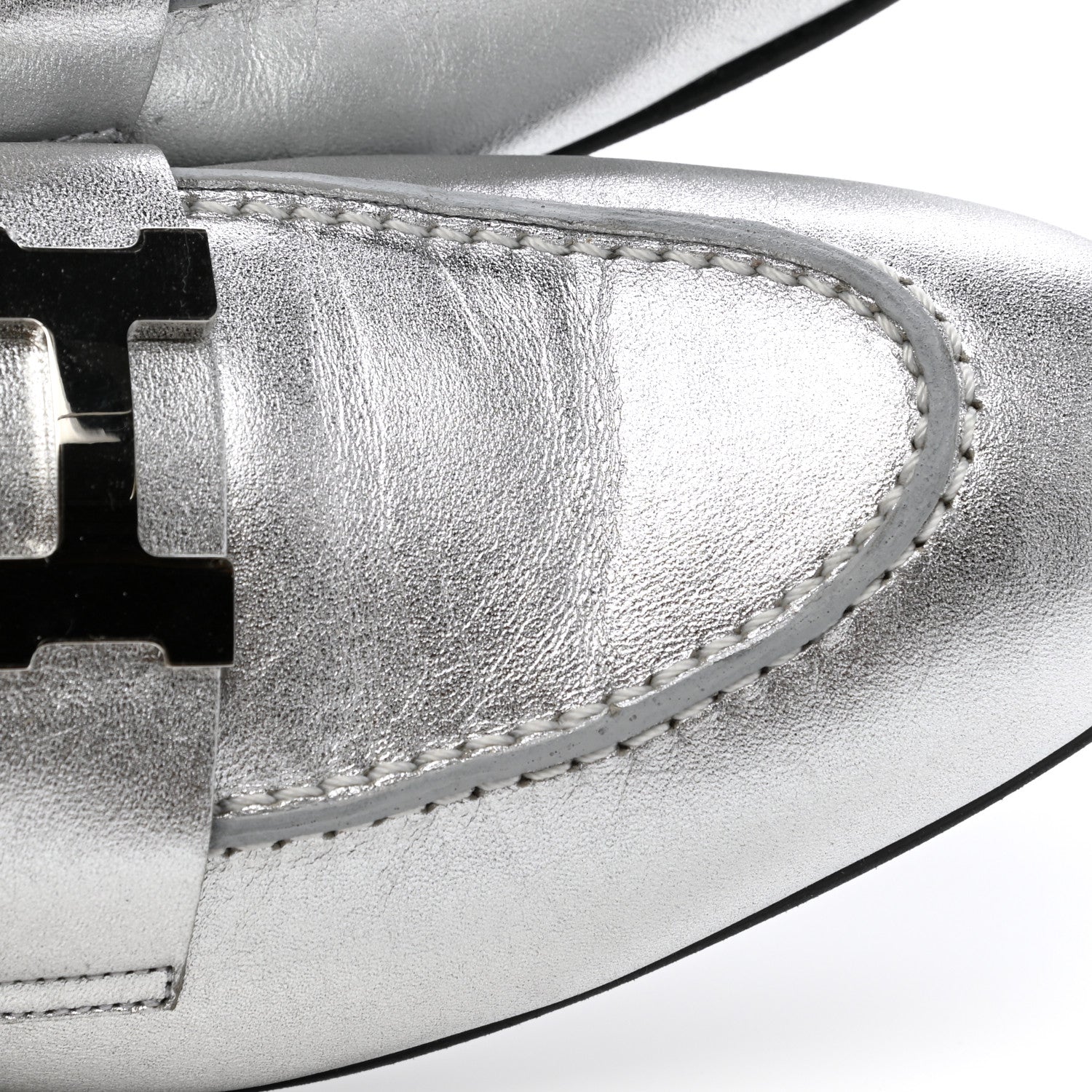 Hermes Metallic Goatskin Paris Loafers 37 Gris Argente 11 of 12