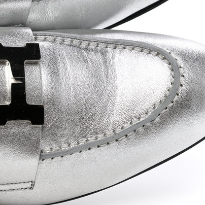 Hermes Metallic Goatskin Paris Loafers 37 Gris Argente 11 of 12