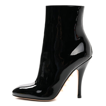 Valentino Garavani Patent Rockstud Jaw Stud 100mm Ankle Booties 38 Black 1 of 14