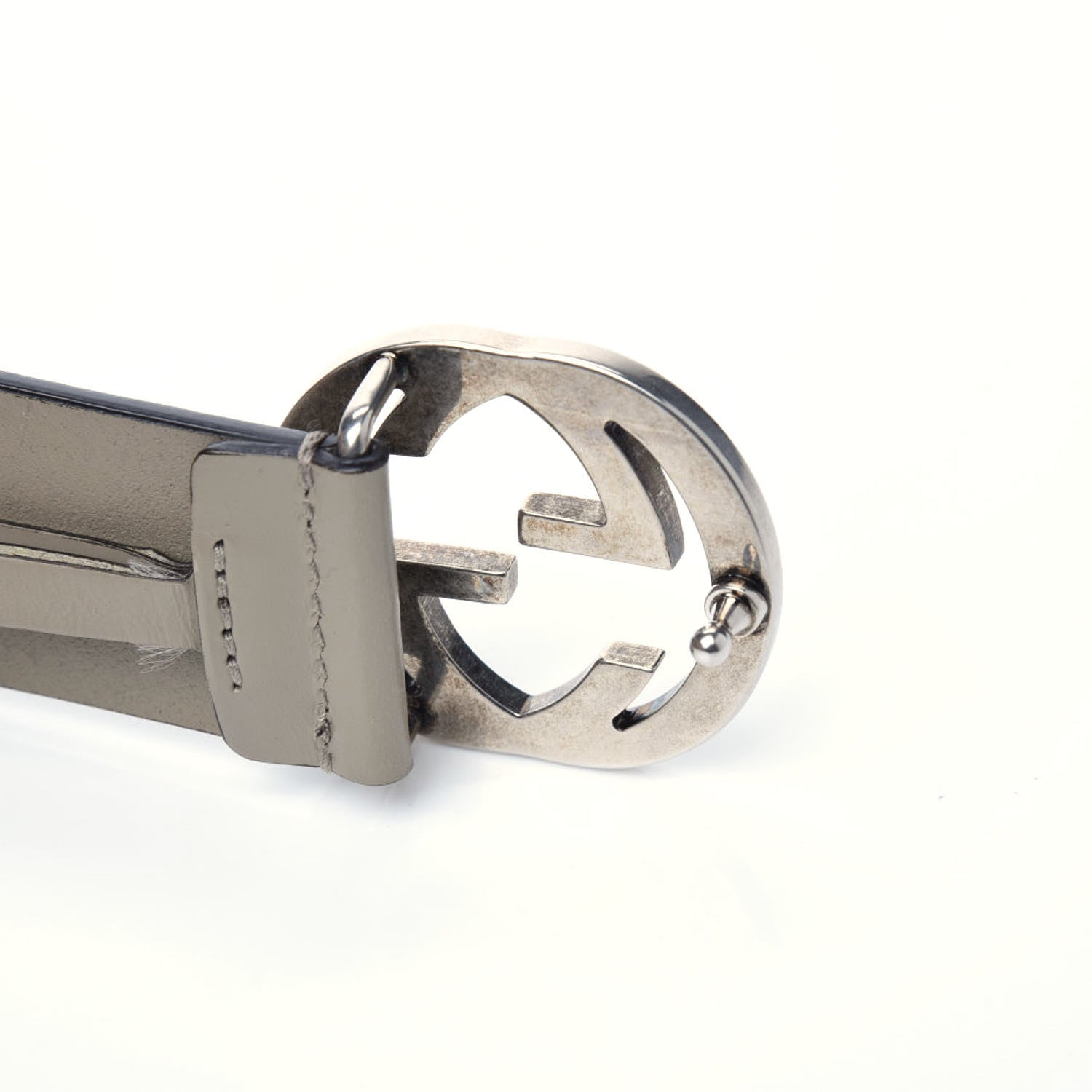 Gucci Selleria Calfskin Nickel Interlocking G 37mm Belt 85 34 Rocky 4 of 9
