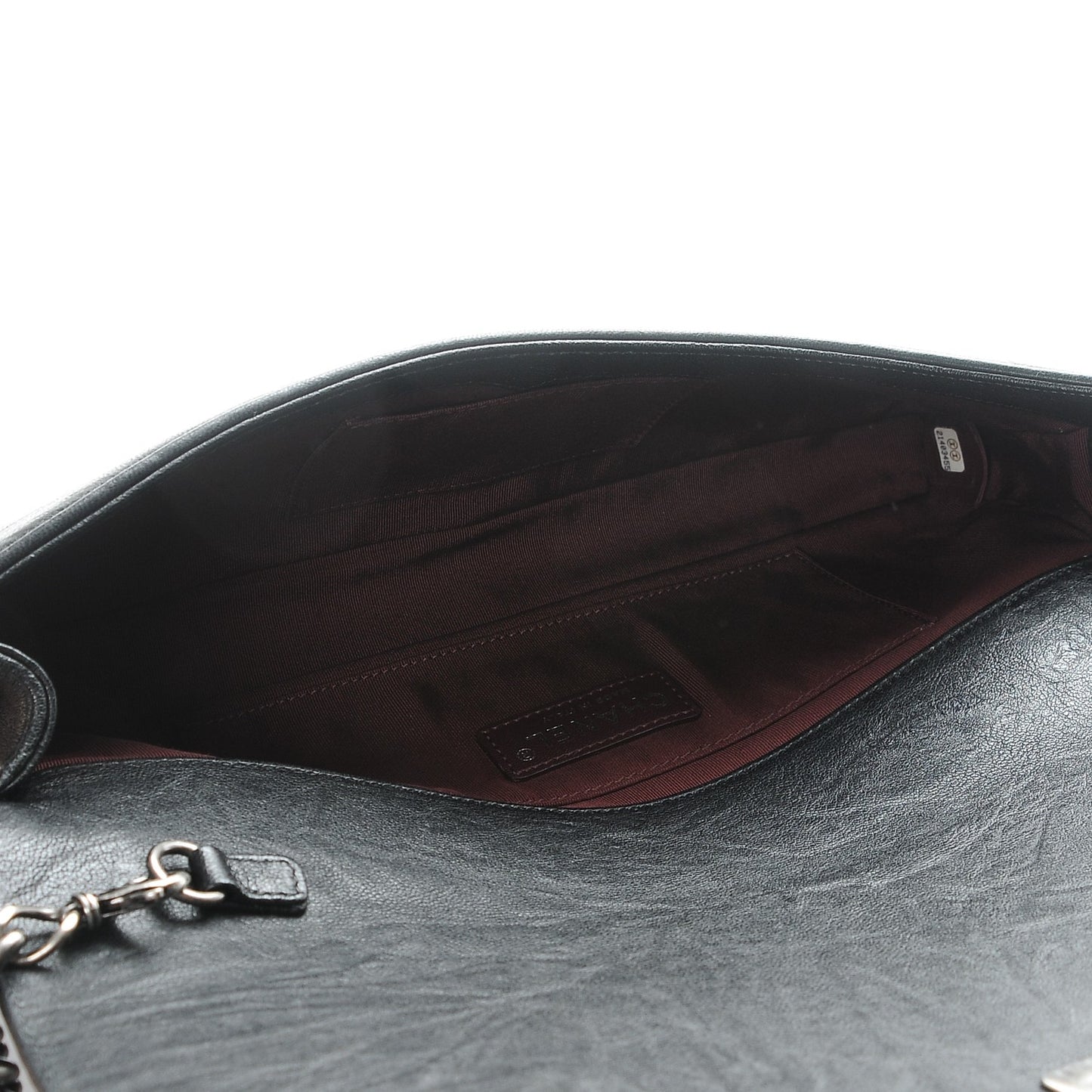 Crumpled Lambskin East West Studded Boy Flap Black