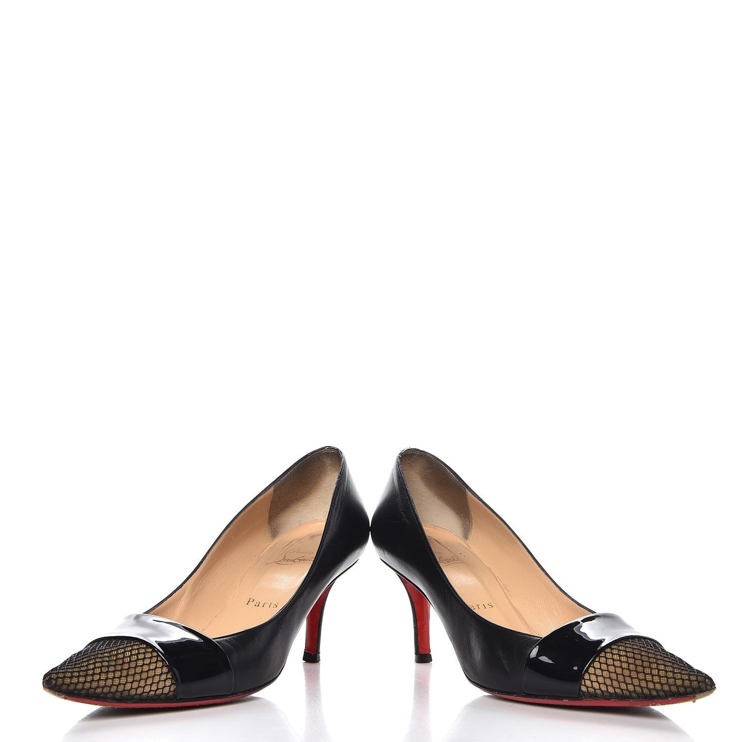 Fishnet Patent Kid Gladiator 70 Pumps 39.5 Black