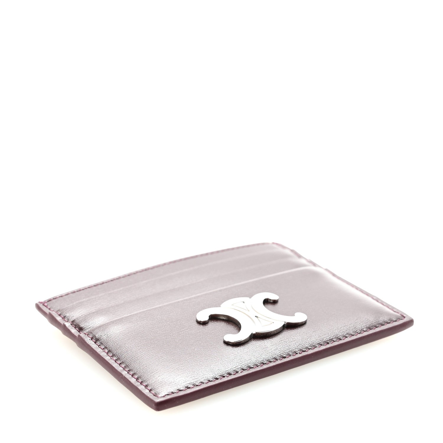 Celine Shiny Calfskin Triomphe Card Holder Deep Burgundy 4 of 8