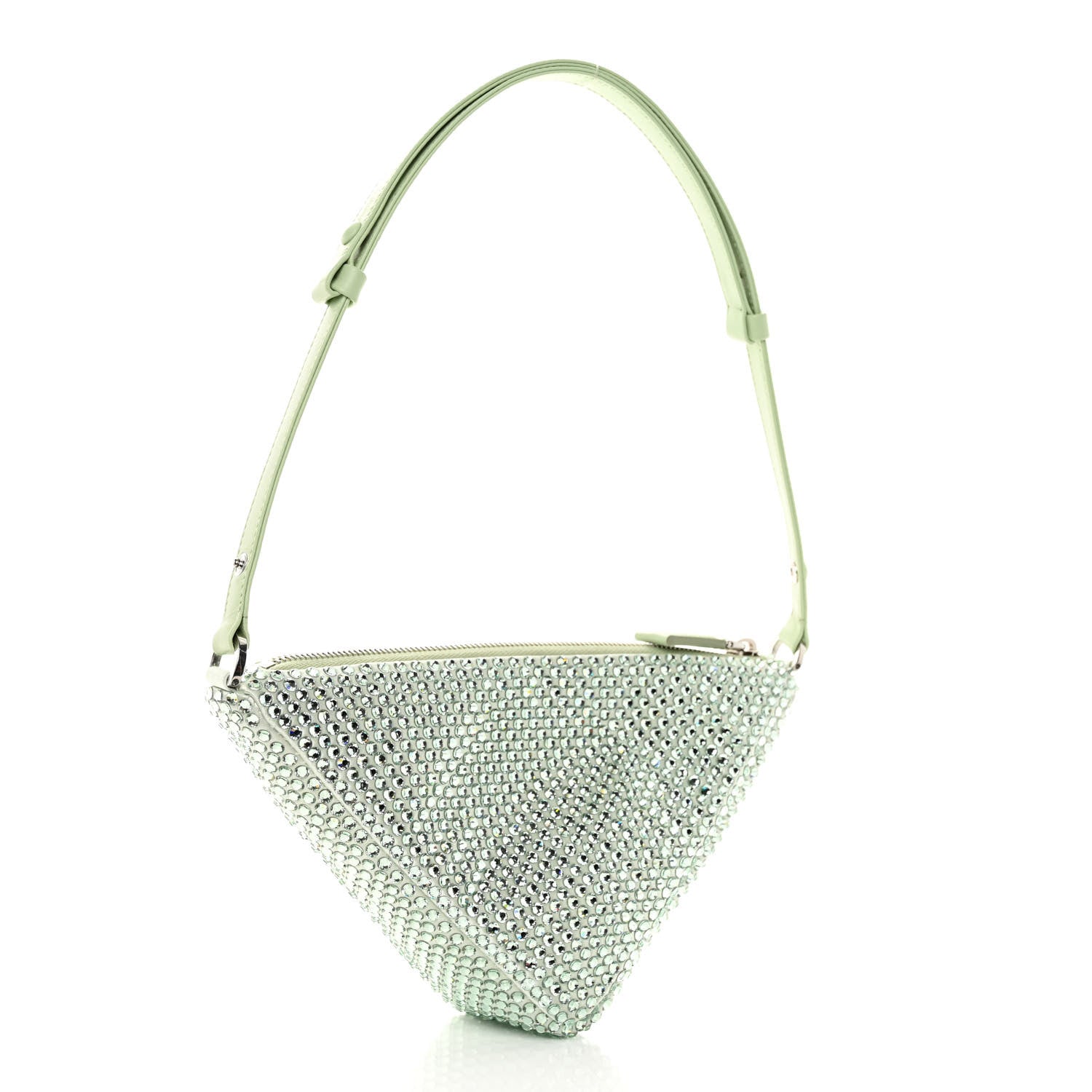 Prada Satin Crystal Triangle Pouch Acqua 3 of 10
