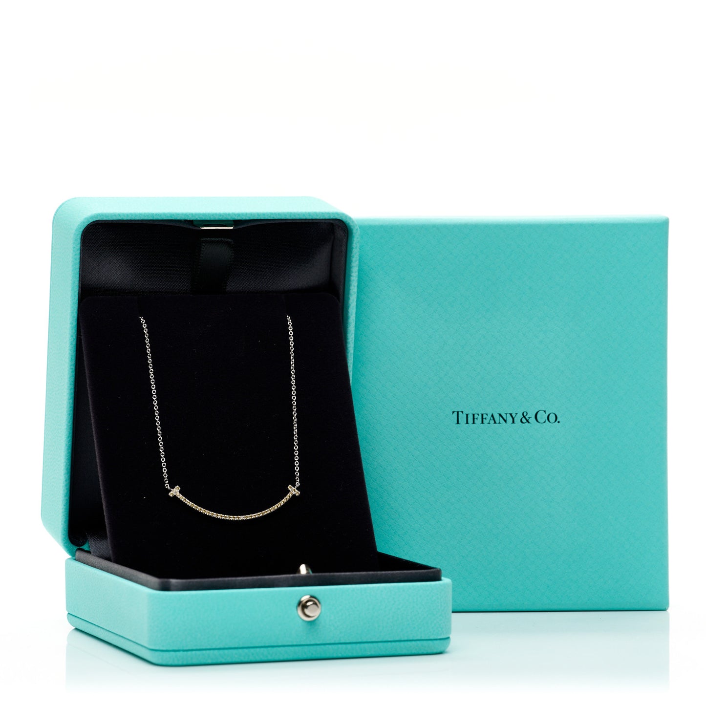 18K White Gold Yellow Sapphire Small T Smile Pendant Necklace