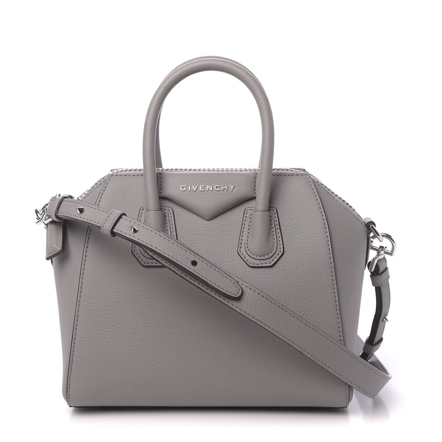 Sugar Goatskin Mini Antigona Pearl Grey