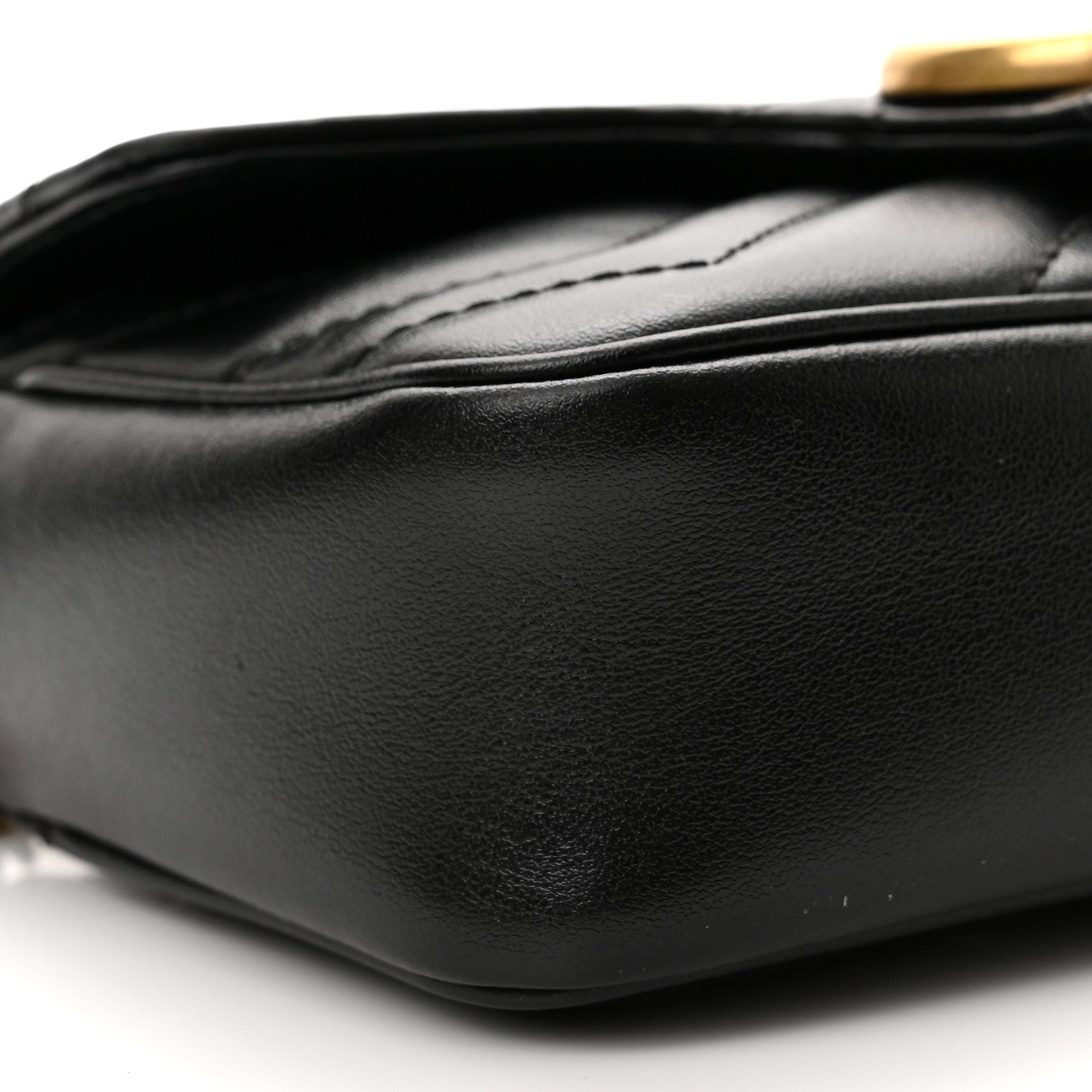 Gucci Calfskin Matelasse Super Mini GG Marmont Shoulder Bag Black 9 of 11