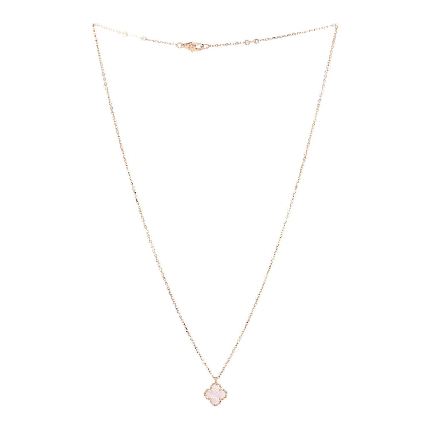Van Cleef & Arpels 18K Yellow Gold Mother of Pearl Sweet Alhambra Pendant Necklace 3 of 8