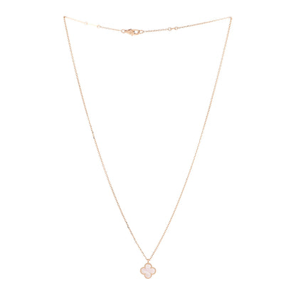 Van Cleef & Arpels 18K Yellow Gold Mother of Pearl Sweet Alhambra Pendant Necklace 3 of 8