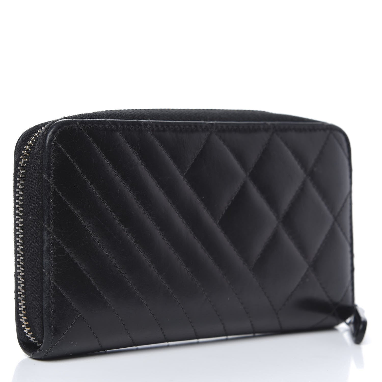 Chanel Glazed Calfskin Quilted Small Coco Boy Zip Around Wallet Black 3 of 9