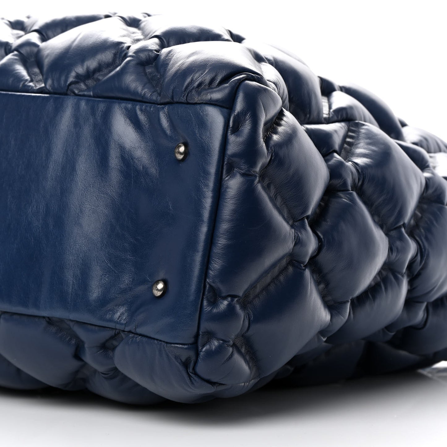 Calfskin Quilted Large Chesterfield Tote Navy
