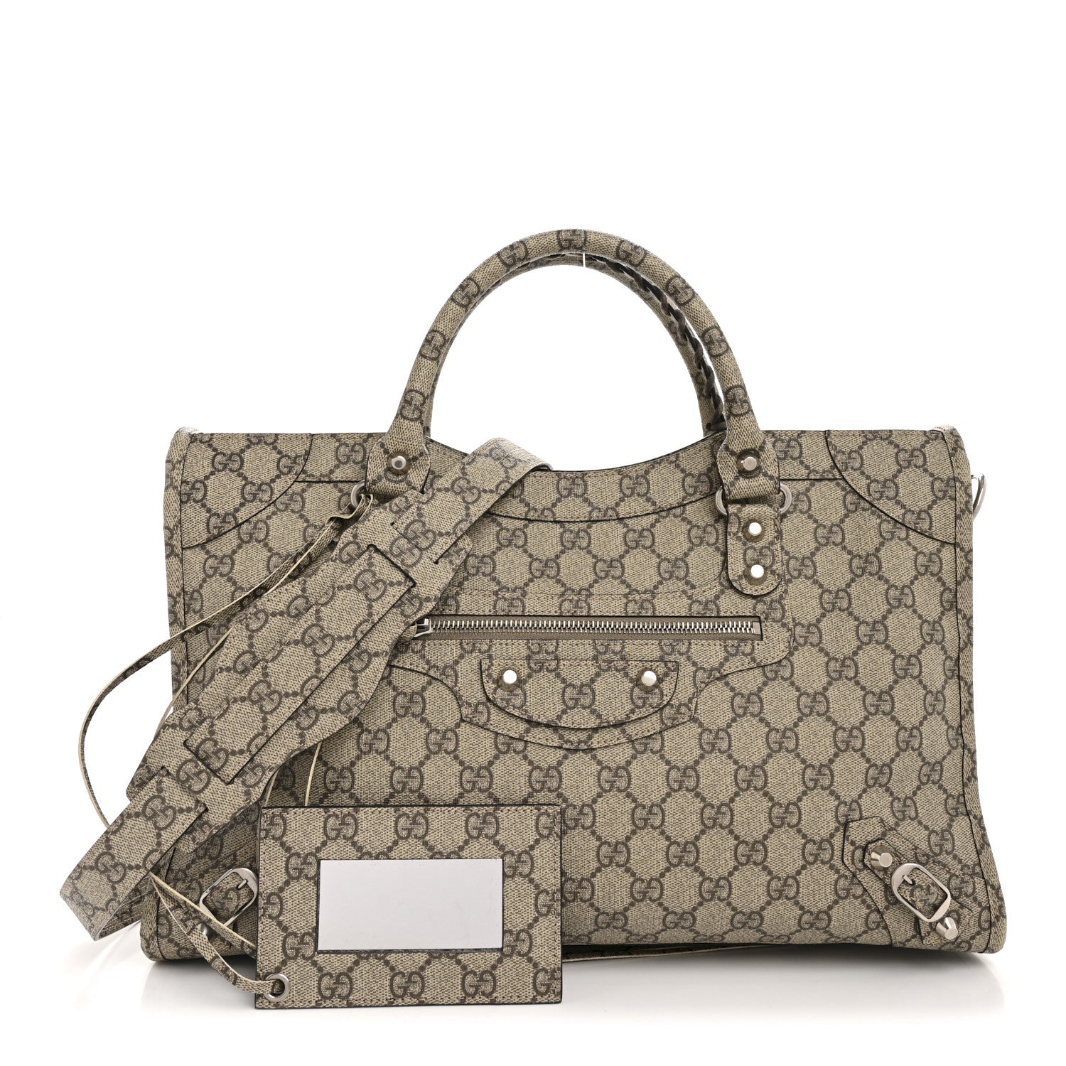 Balenciaga X GUCCI GG Supreme Monogram Neo Classic Silver Hardware City Beige Ebony 3 of 11
